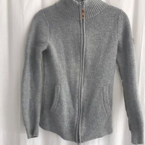 Fjallraven Ovik Grey Zip Wool Cardigan Sweater